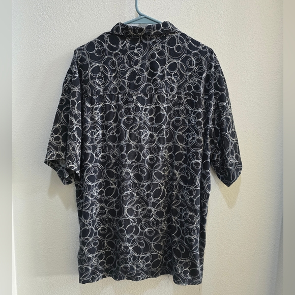 Linea Dome men's short sleeved button up black print, size large - Picture 3 of 3